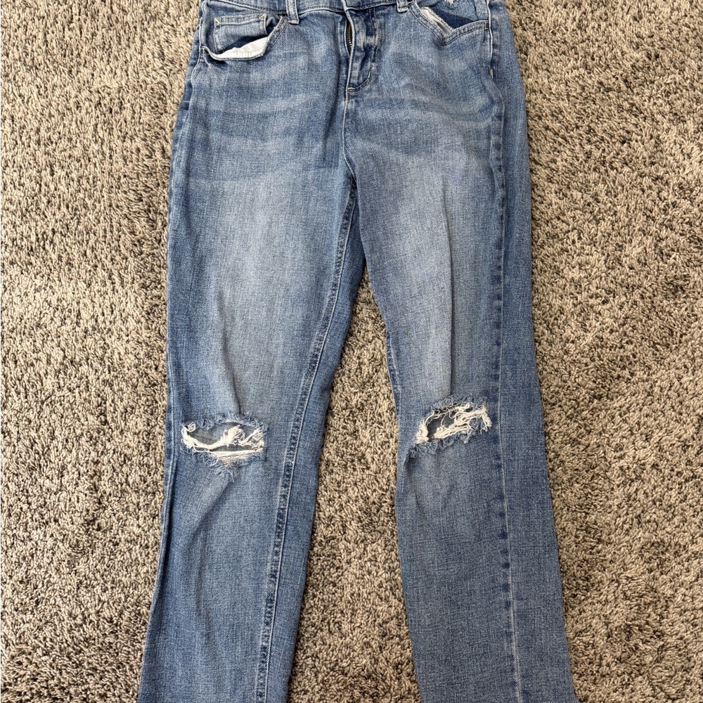 Classic Blue Distressed Girls Jeans